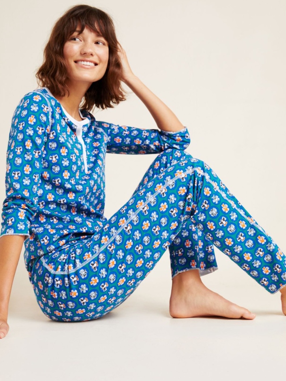 Roller Rabbit Snow Angels Long Sleeve Pajama Set, Size XS, EUC
